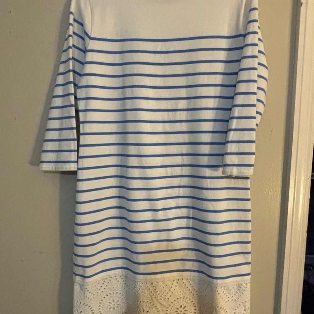 Vineyard Vines Blue and White Striped Long Sleeve Dress - Picture 3 of 5